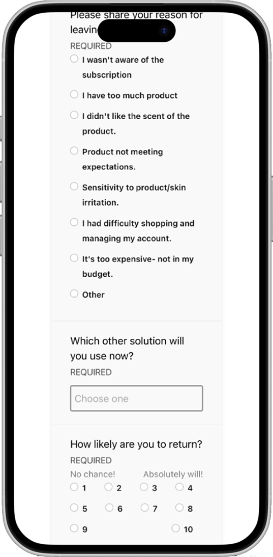 Old cancellation screen
