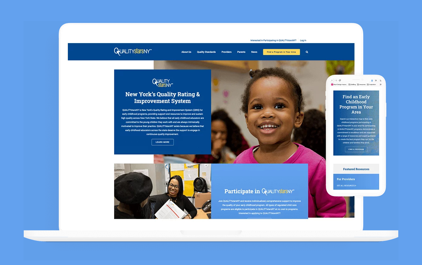 UX overhaul for QUALITYstarsNY education platform with improved site architecture and accessibility-first design system
